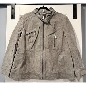 NWT Vintage Pamela McCoy Gray Leather Jacket Ladies Size 2X